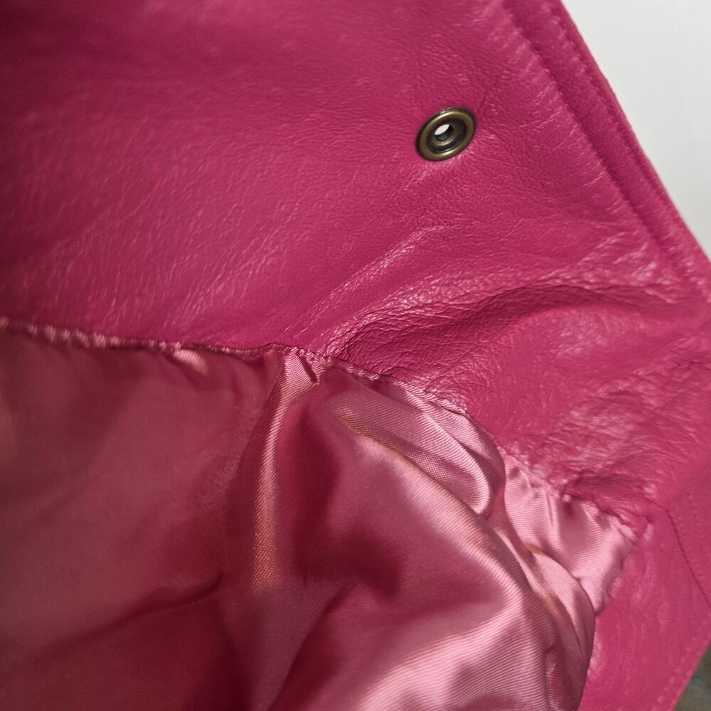Deerskin Pink Genuine Leather Vintage Snap Closure Cool Retro Bomber Jacket Sz S - Picture 5 of 8